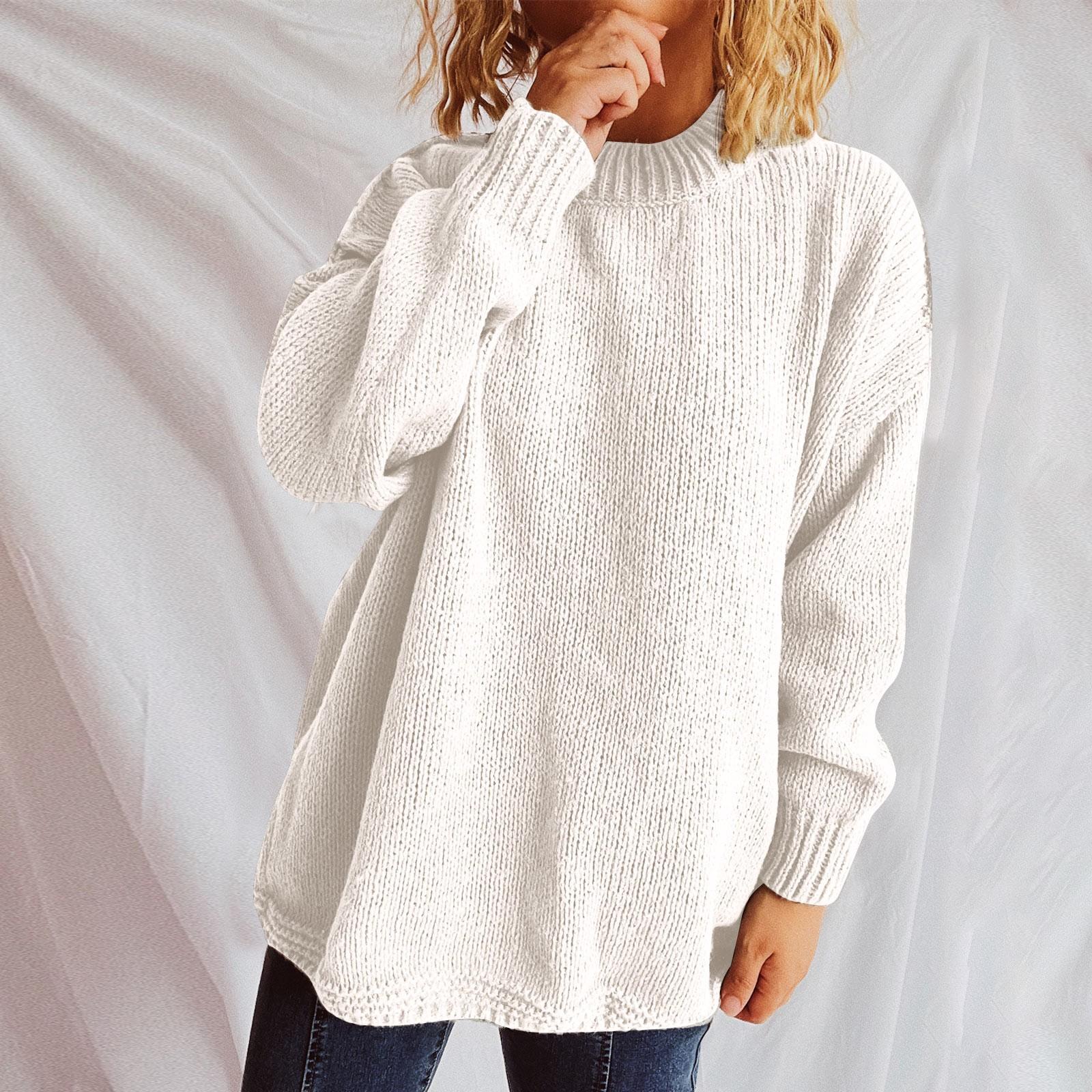 

Женский осенне-зимний свободный свитер-пуловер, модный свитер с длинными рукавами и круглым вырезом, с обратным кроем S