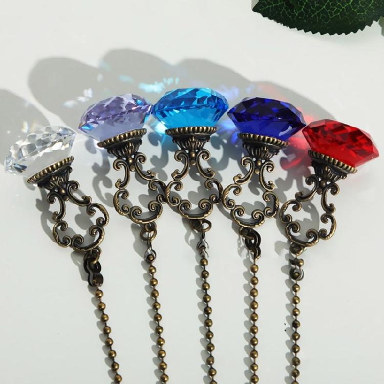 2PCS Bronze Crystal Pendant Home Decoration Car Trim Ceiling Fan Chain Extender Crystal Prism Drop Lamp Pendants