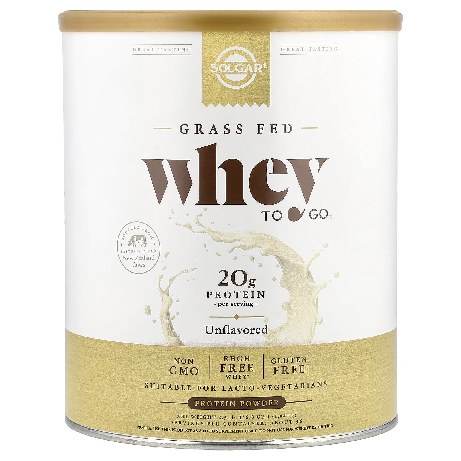 

Solgar, Протеїновий порошок Grass-Fed, Whey To Go®, Без смаку, 2.3 фунти 1044 г
