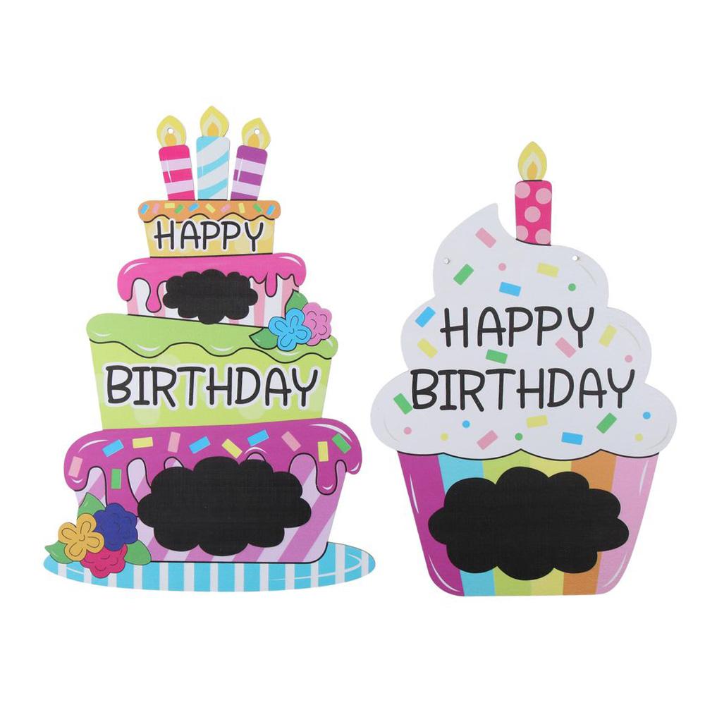 1/2pcs Boxwood Birthday Sign Colorful Birthday Decoration Pendant Birthday Cake Sign Girls