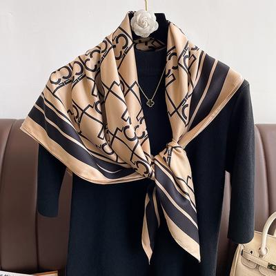 Korean New Letter Scarf Fashionable Big Shawl High-end Temperament Decorative Scarf Silk Scarf Women's Headscarf