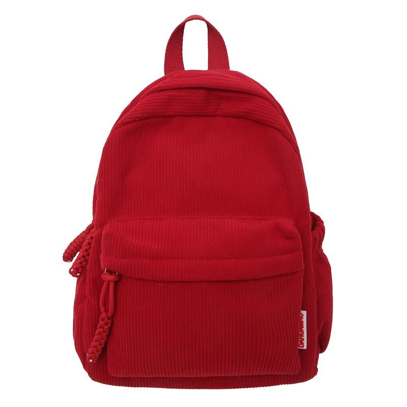 Mochilas Femininas de Veludo Cotelê Japonês Vários Bolsos Mochila de Viagem Mochila Escolar da Moda Volta às Aulas