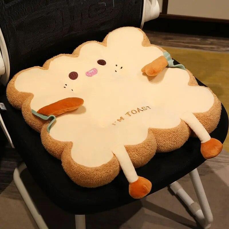 1pc Simulation Bread Toast Cushion Stuffed Memory Foam Pillow Sofa Chair Decor Seat Cushion Cute Student Chair Pad