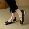 Chunky Heels Shallow Pumps Low Heel Mixed Colors Shoes Female 2025 Fashion Square Toe Spring Outdoor Casual Office Pumps
