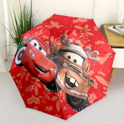Disney Lightning McQueen,Pixar Cars Manual Opening and Closing Umbrella, 21-Rib Reinforced Folding Design, Lightweight