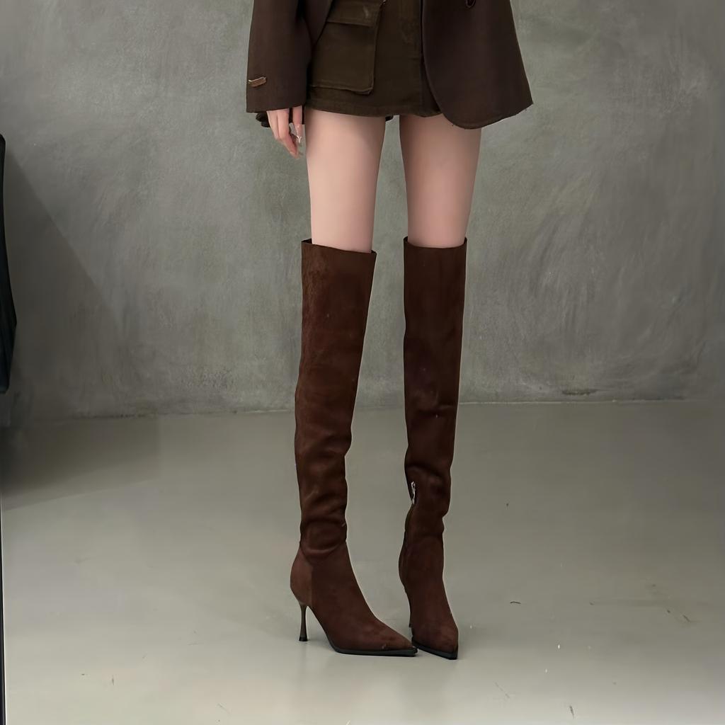 Western boots Women's pointed high heels Skinny boots Skinny heels Wear more Martin boots Long boots Pile boots Pleated boots