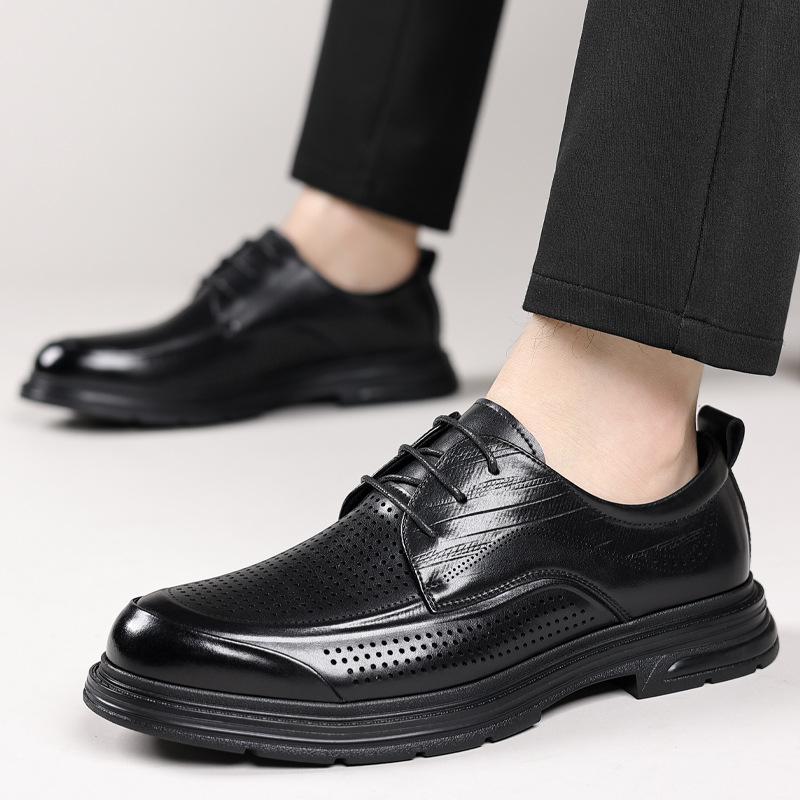 Men's shoes summer men's leather shoes formal men's shoes hollow breathable cool leather shoes trend hole shoes 2025