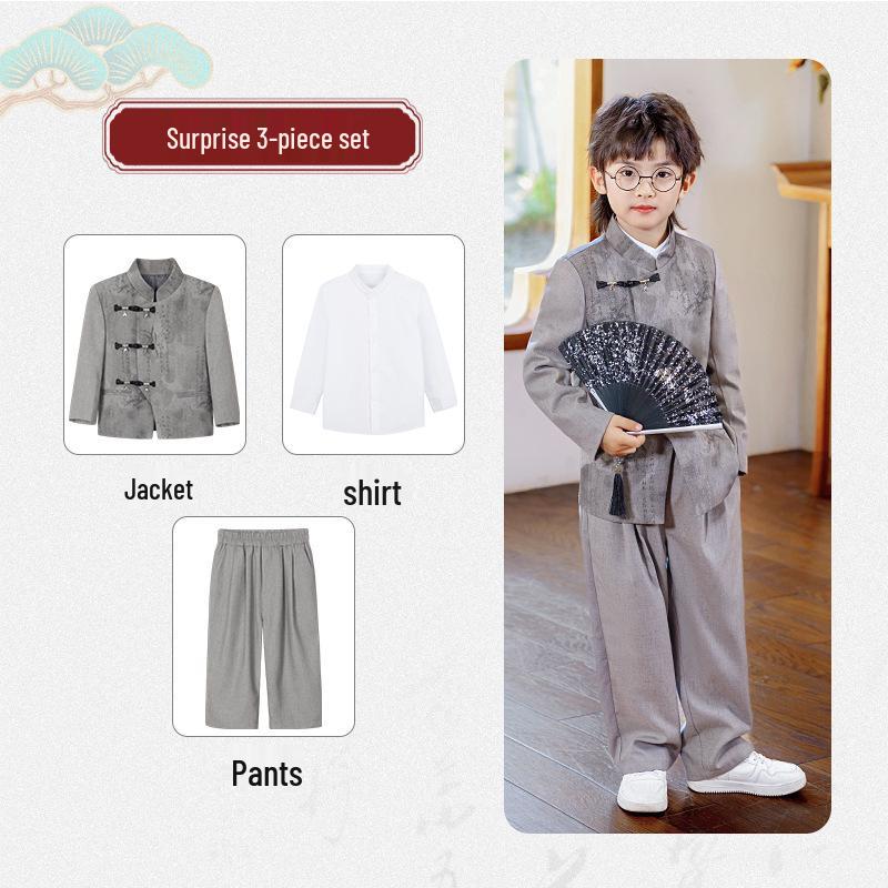 Traje de Bordado Chino Nuevo para Niños - Vestido de Primavera/Otoño y Hanfu para Niños para Actuaciones