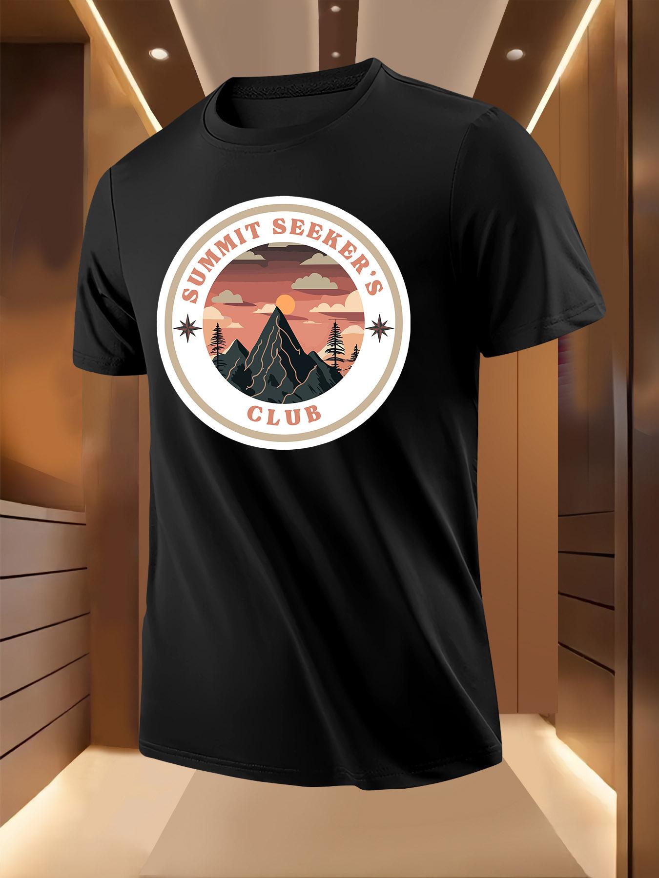 Summit Seekers Club Graphic - Casual Summer Short Sleeve T-shirt L