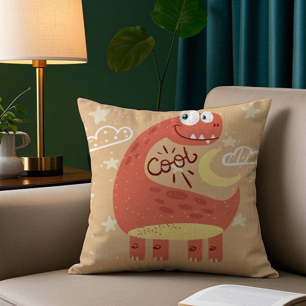 Cute Cartoon Dinosaur Pillow Case Plush Fabric Soft Pillowcase Double Sided Print Sofa Cushion Cover Throw