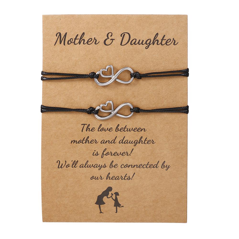 

Mother s Day 2-Piece Heart & Infinity Bracelet Set - Woven Metal Design серебряный
