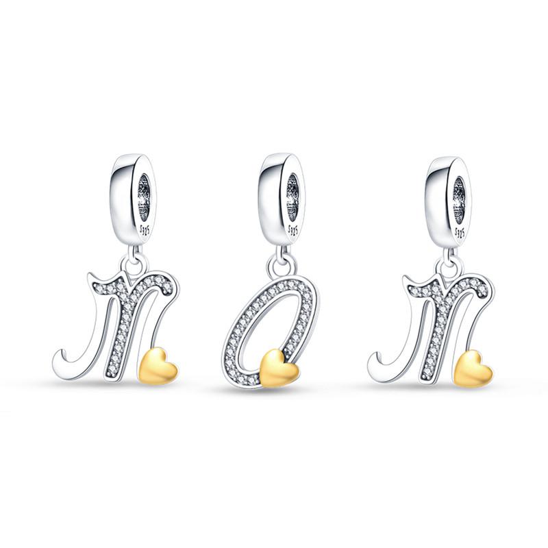 Copper English 26 Letters A-Z Zircon Charm Heart Crown For 3Mm Original Fashionable Bracelet Jewelry Piece Do-It-Yourself You Want