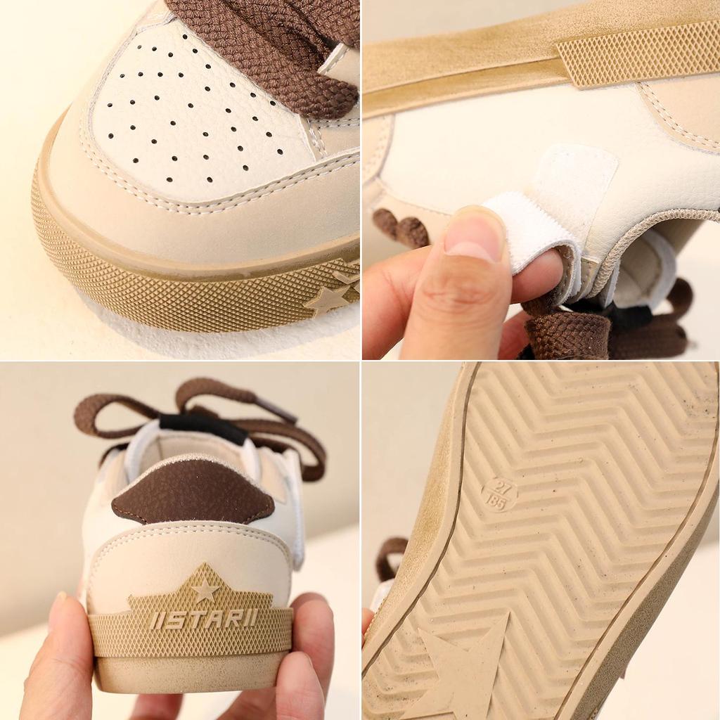 Kids' Genuine Leather Skate Shoes 2025: New Spring/Autumn Style with Star Design for Boys and Girls