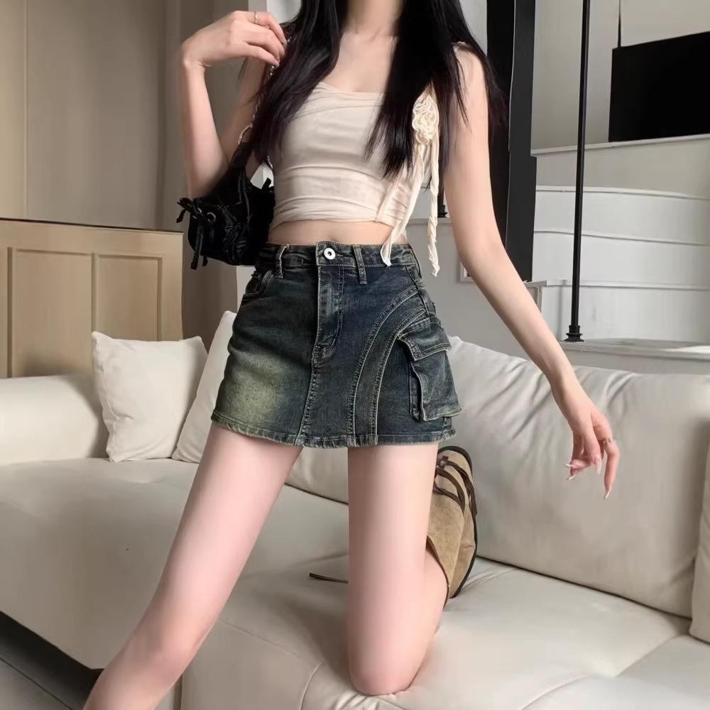 2026 Summer Women's High-Waisted Anti-Exposure A-Line Denim Skirt