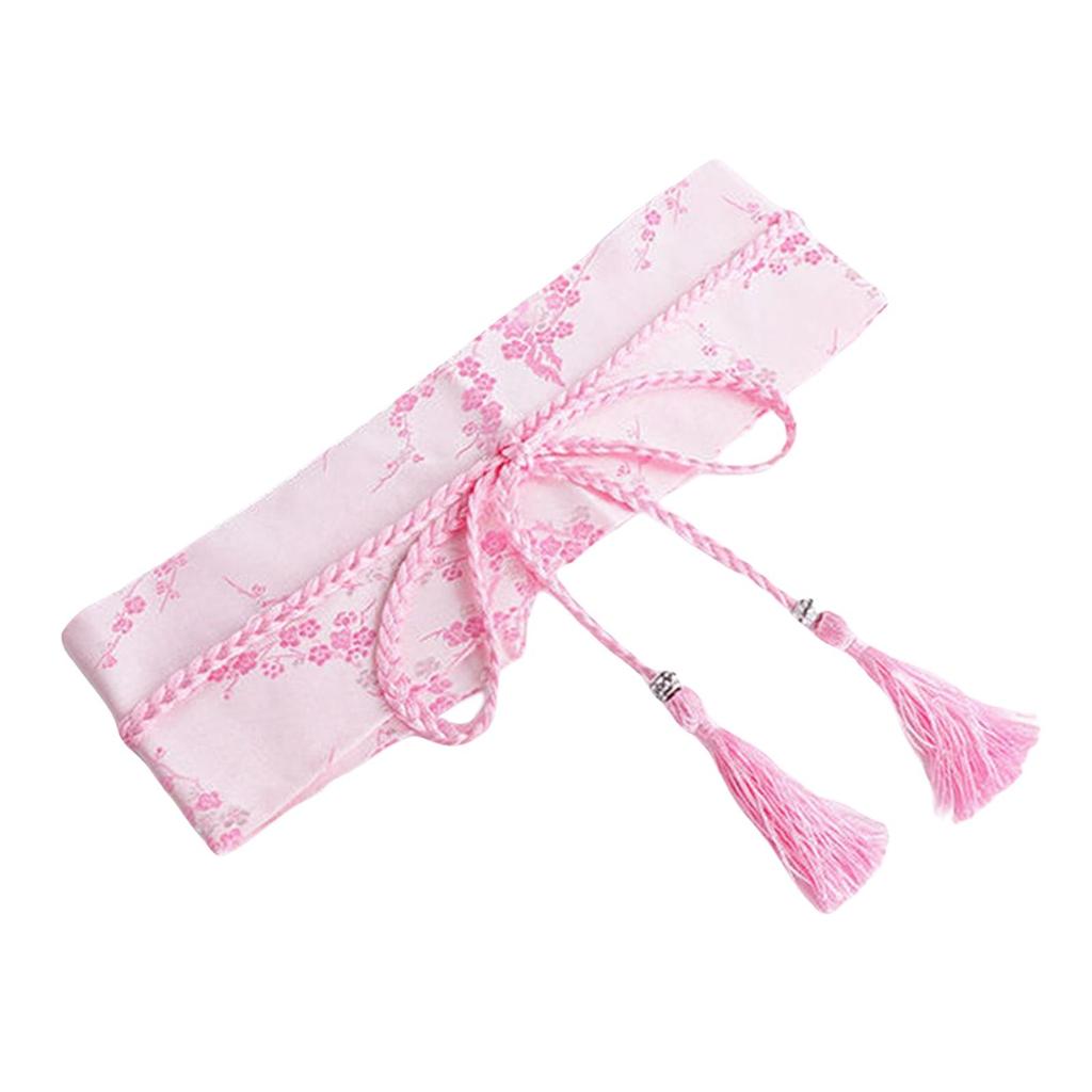 Fashion Women Satin Waist Belt Kimono Belts Floral Printed Lace Up Wide Girdle