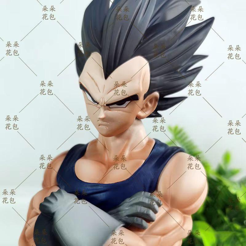 YJ Dragon Ball Hell Vegeta Featuring Halo Figure Double Replaceable Heads GK Statue Featuring Bust PC Case Decor Collectible Present Designed For Boys