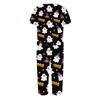 Women Halloween Printed Two Piece Set Short Sleeve Casual Top and Cropped Pants Comfortable Relaxed Fit Outfit