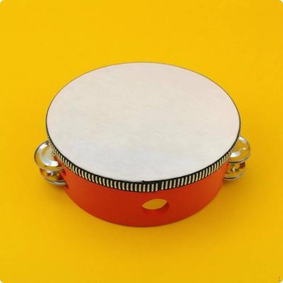 Double Row Tambourine Dance Performance Red Portable Percussion Instrument for Kids,