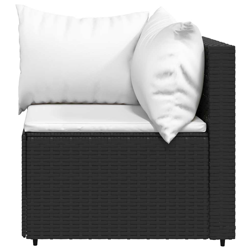 Vidaxl 3-Cz. Garden Lounge Set, Cushions, Black PE Rattan