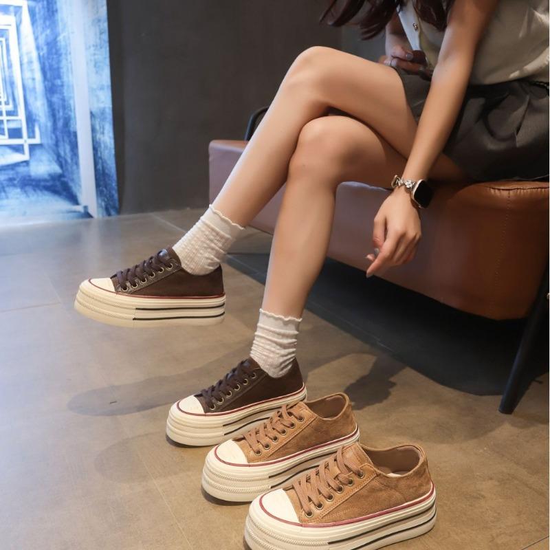 

Thickness increased student breathable canvas shoes women s summer and autumn new muffin bottom casual versatile little white shoes board shoes 35 верблюд