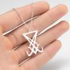 For Creative Satan Symbol Necklace Hip Hop Punk Devil Jewelry Sigil of Lucifer Necklace Stainless Steel Pendant Chain