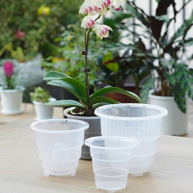 Pryskyřičný průhledný květináč na orchideje Plastový květináč Zahradní rostlina Prodyšný Štěrbinový - 1 kus