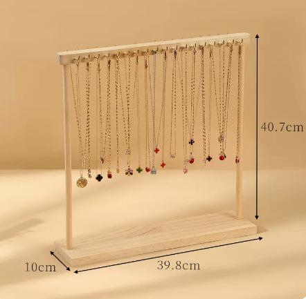 Jewelry Organizer Display Stand Wood Necklace Hanging Countertop Rack for Chains Earrings Bracelets Showcase Storage Rack