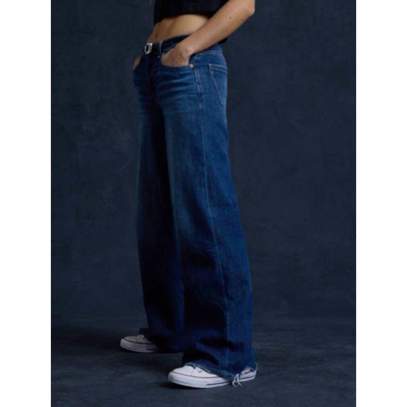

Big Brand Eagle Summer Thin Dark Blue Beauty Single Stretch Big Straight-Leg Wide Leg Mop High Waist Jeans Points Length
