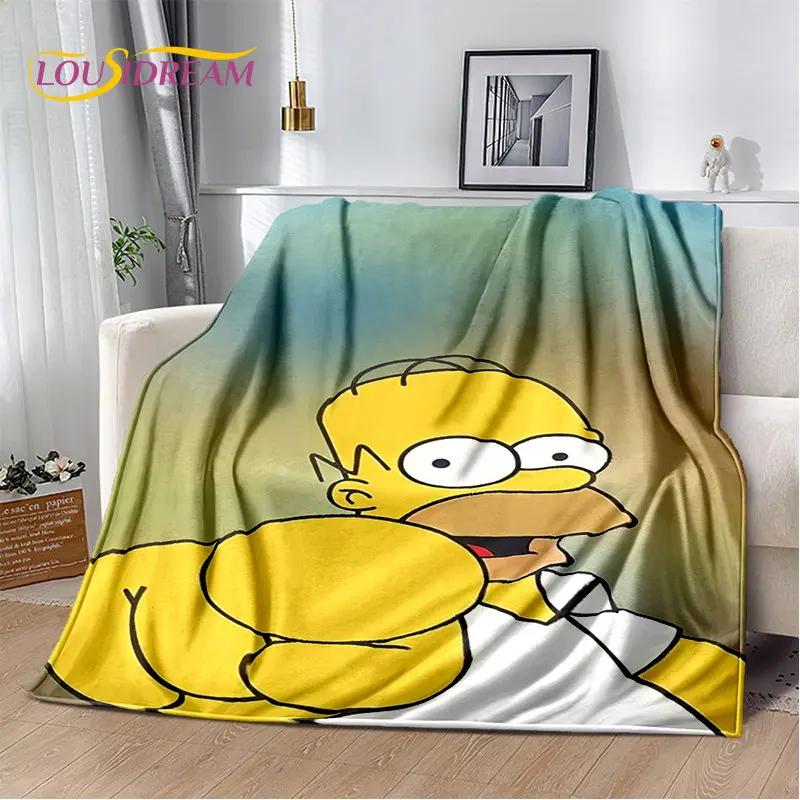 De S-Simpsons Cartoon Pluche Deken, Flanellen Deken Kinderen Plaid voor Woonkamer Slaapkamer Bed Bank Wandelen Vrije Tijd Dutten