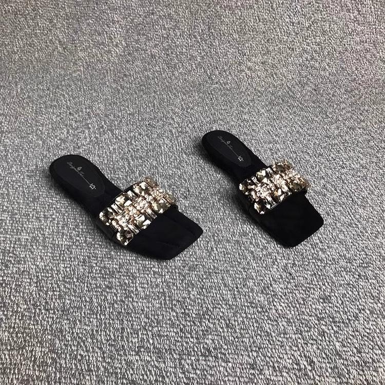 Fashion fairy wind flash rhinestone sandals wear 2025 summer with skirts casual open-toed slippers increase height