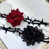 Colier cu choker cu trandafiri romantici pentru femei, sexy, retro, spinos, gotic, elegant, cosplay de Halloween