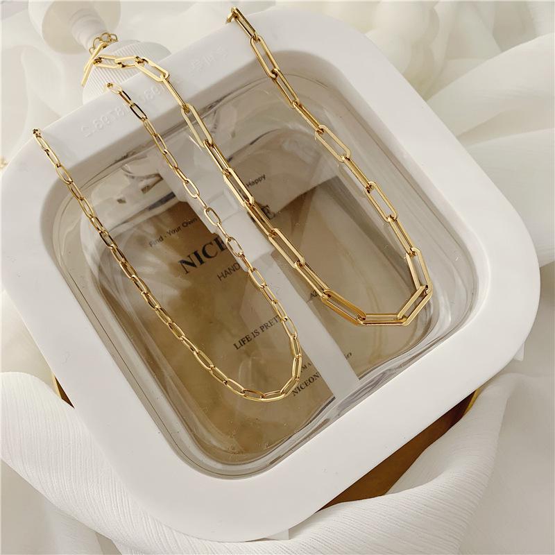 18K Gold-Plated Titanium Steel Necklace - Thick Chain Clavicle Design Inspired by Japan, Korea, Europe, and America