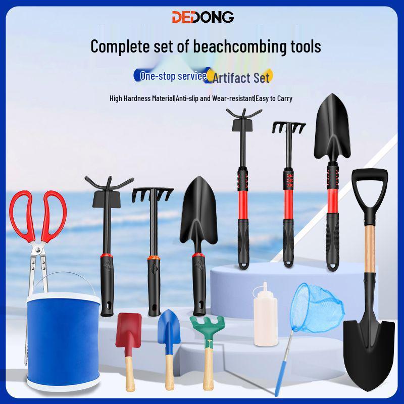 Tide-Chasing Tools: Dual-Use Clam Rake & Crab Clamp Set for Beach and Garden