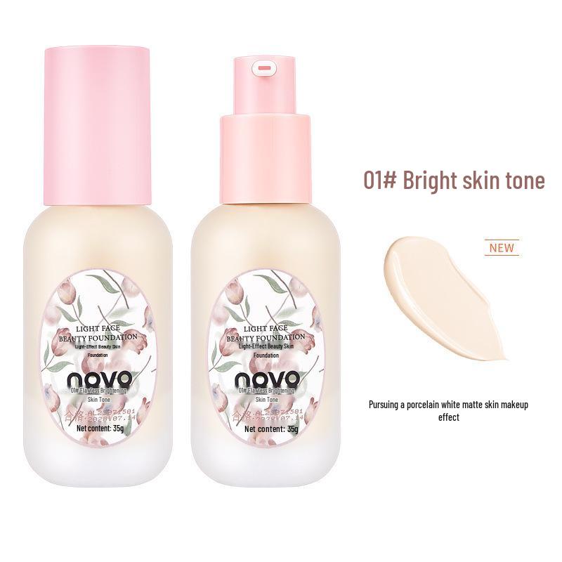 NOVO Matte Mist Lightweight Foundation: Concealing, Oil-Control, Long-Lasting, Waterproof, Sweatproof, Whitening, Non-Transfer.