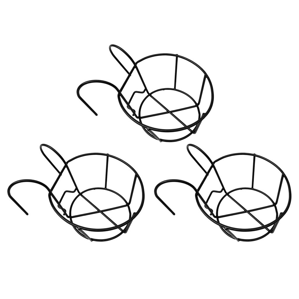 3 Iron Planter for Railing Fence Balcony Decor Flower