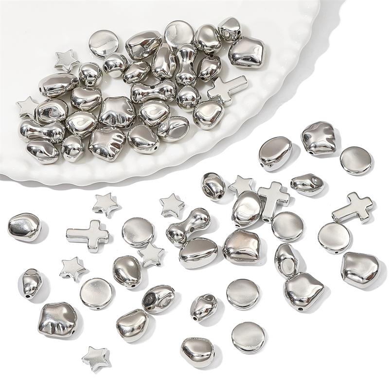 10/20 Stück Silber rhodiniert CCB Kunststoff Lose Space Perlen Charm für Halskette Armband Ohrring DIY Schmuckherstellung Perlen