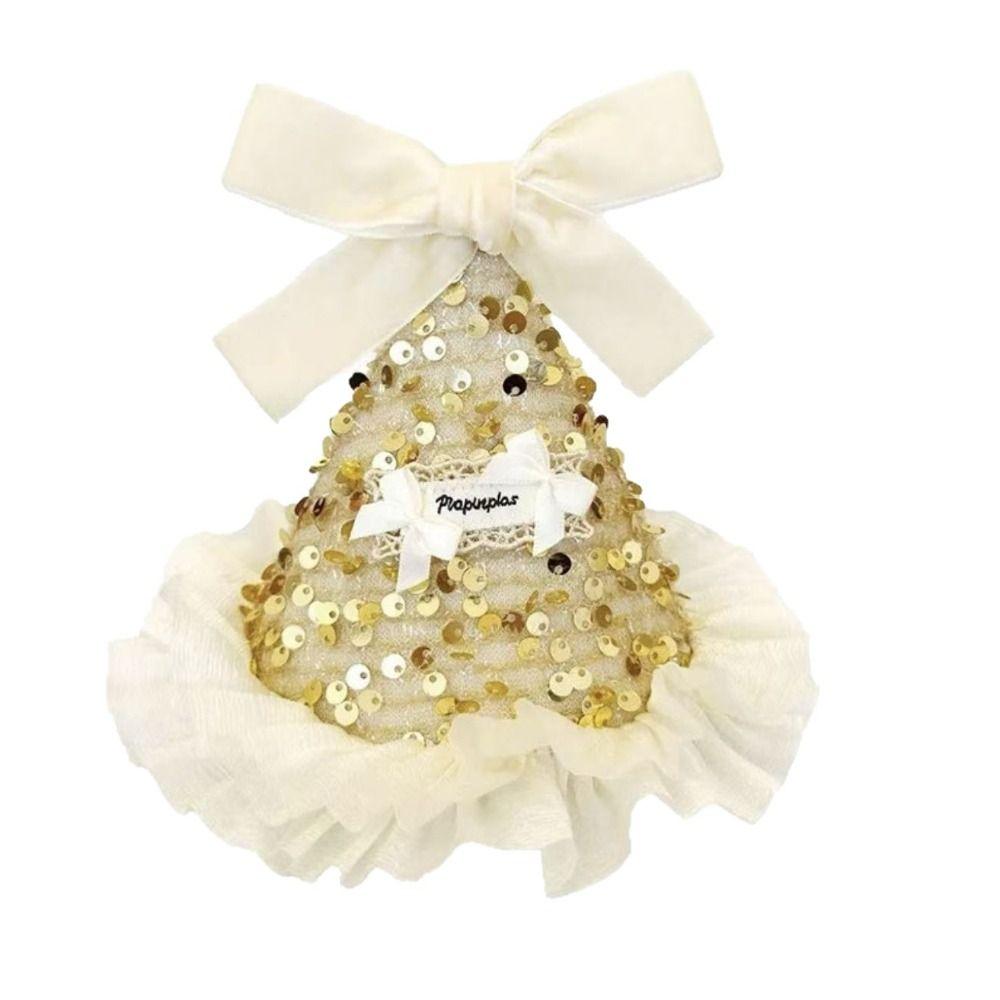 Velvet Birthday Crown Mesh Sequined Hat Lovely Bow Hair Clip  Children's
