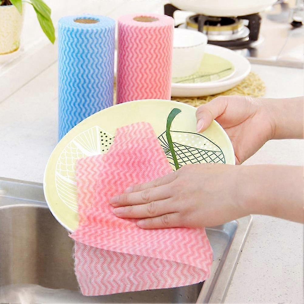 50Pcs/Roll Disposable Dishcloth Kitchen Bathroom Cleaning Washing Cloth Rag