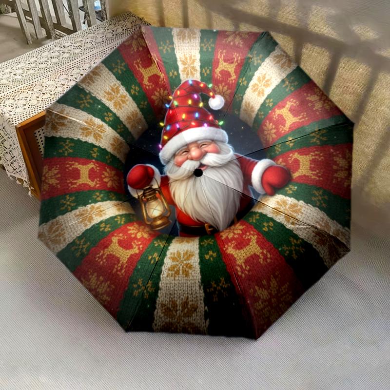 1 st Automatiskt Fällbart Paraply - Tecknat Mönster, Bärbar & Vikbar Design med 8 Ribbor, Jul- Födelsedagspresenter