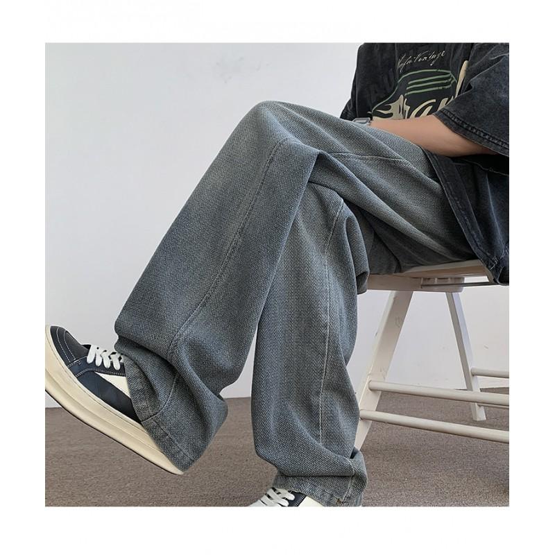 Mens Oversize Straight Leg Jeans Teen Streetwear Vintage Casual Denim Pants