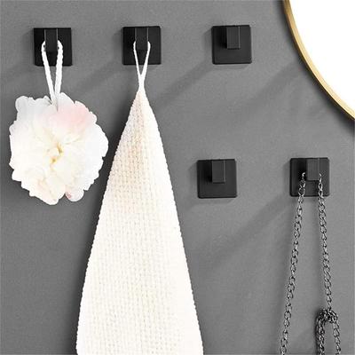 1-4pcs Black Strong Adhesive Wall Hooks Stickers Clothes Hangers Bathrobe Hooks Kitchen and Bathroom Towel Hooks Brackets