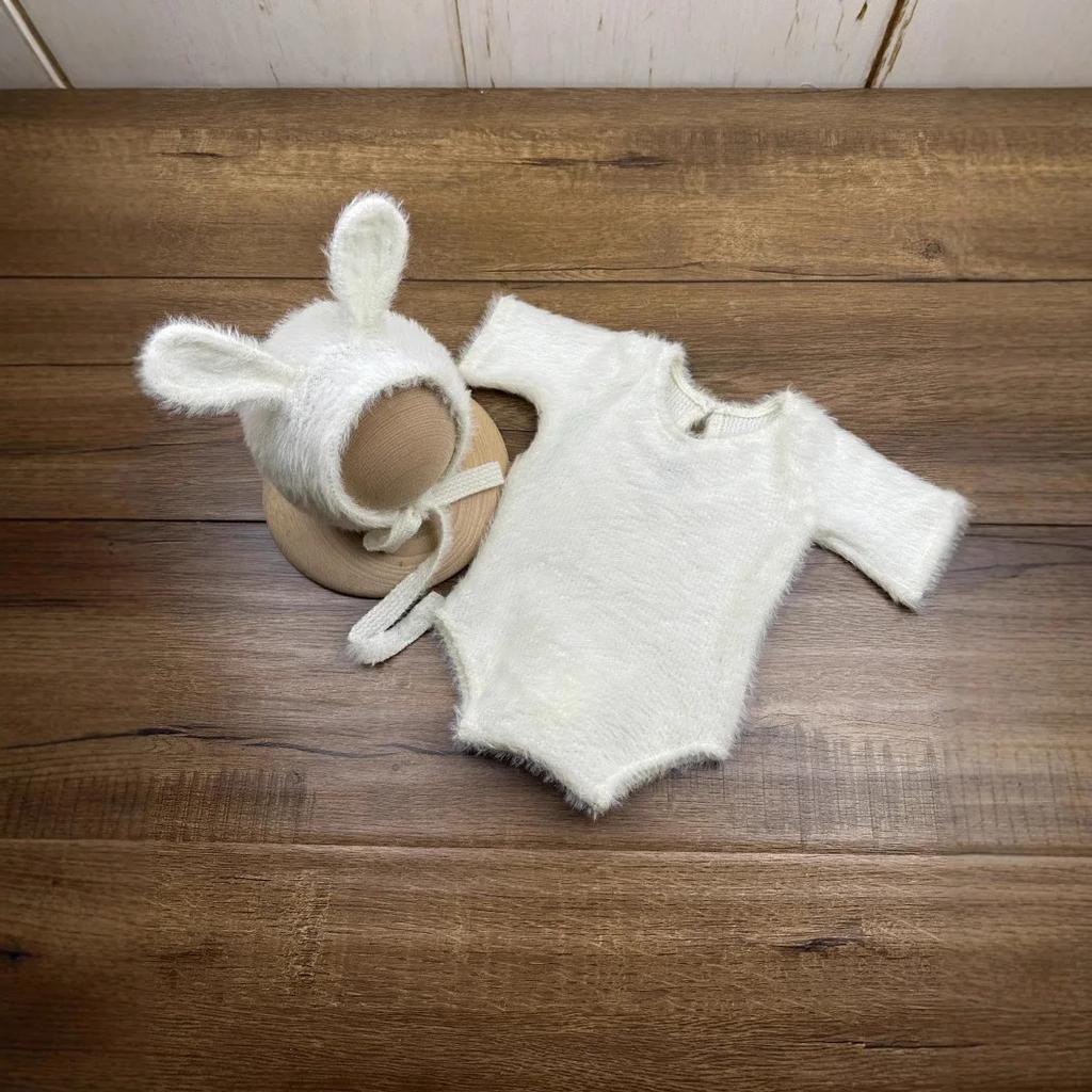 Newborn Photography Props Knitted Outfit Rabbit Doll Baby Cosplay Glasses Baby Photoshoot Props Accessories Photoshoot Outfit