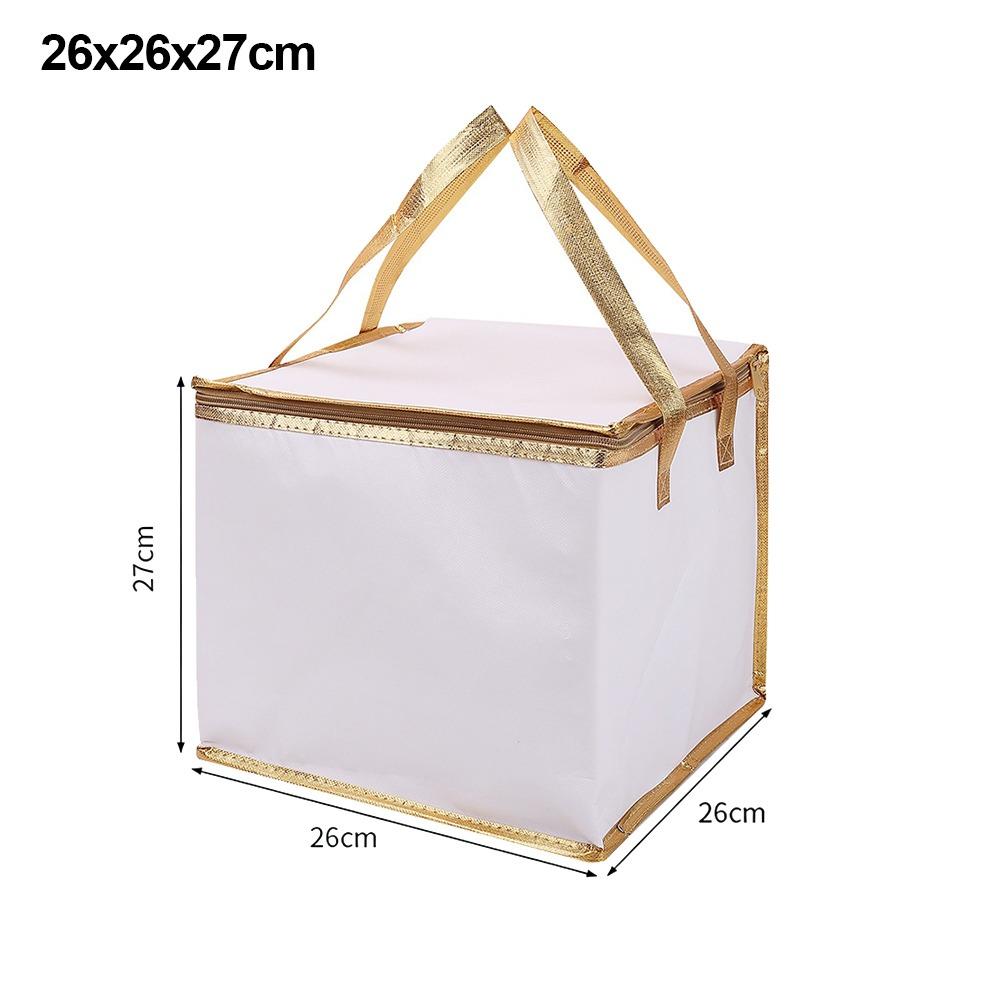Reusable Aluminum Foil Tote Bag Zipper White Insulated Thermal Cooler Bag Refrigerated Bag Picnic Cake Fruit Drink Refrigeration