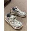 Fashion Casual Shoes Wang Yibo Same Mesh 2025 Spring New Silver Sports Shoes Female Couple Dad Shoes