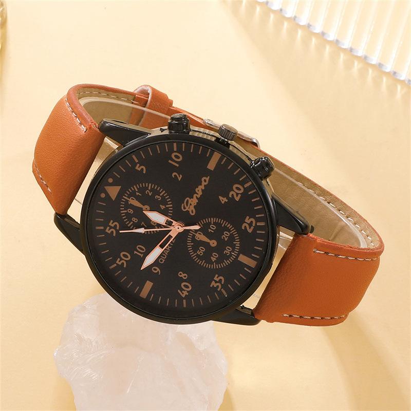 Men's Casual Trend Sports Belt Watch Watch Business Quartz Watch + Bracelet Set Simple