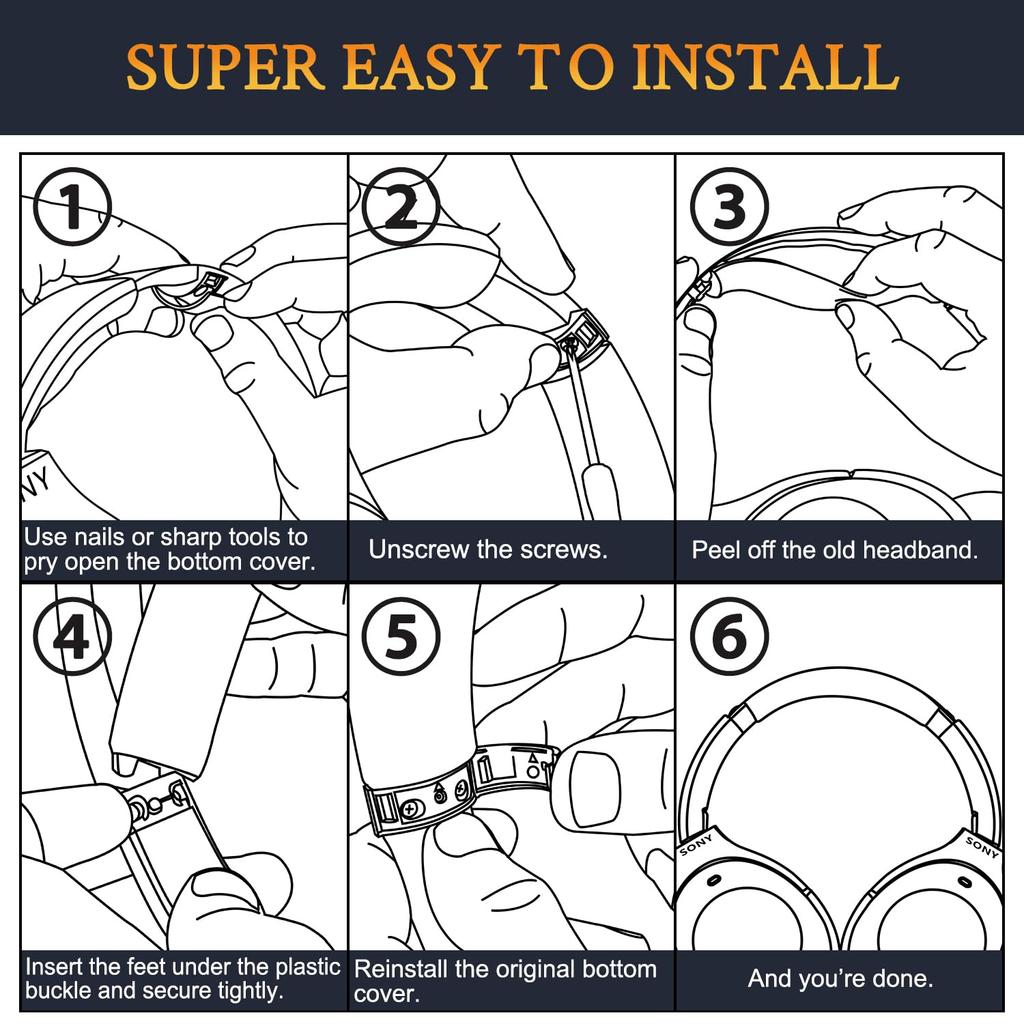 SOULWIT Headband Pad Compatible with Sony and Replacement Headband Cushion Headset Pad Replacement Band Kit WH-1000XM2 (WH1000XM2) MDR-1000X