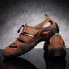 Fashion Versatile Mens Summer Casual Shoes Outdoor Man Leather Sandals Hollow Out Beach Shoes Roman Flats Quick Dry Wading Aqua Sandals