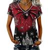 Women's Casual V Neck Short Sleeve T-Shirt Halloween Print Pullover Top