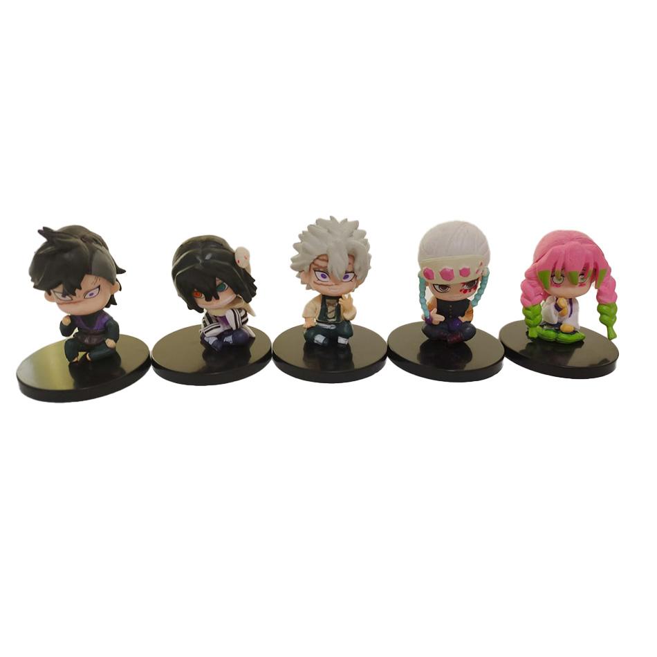 Demon Slayer Figure Toy Anime Kimetsu No Yaiba Q Version Sitting Tanjiro Nidouzi Inosuke Zenizu PVD Figurine Model Doll Gifts