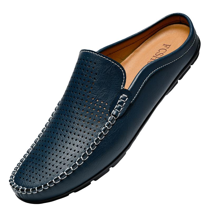 

Summer new outdoor Fashion casual solid color simple and comfortable round toe semi-support breathable flat walking shoe loafers 38 синий